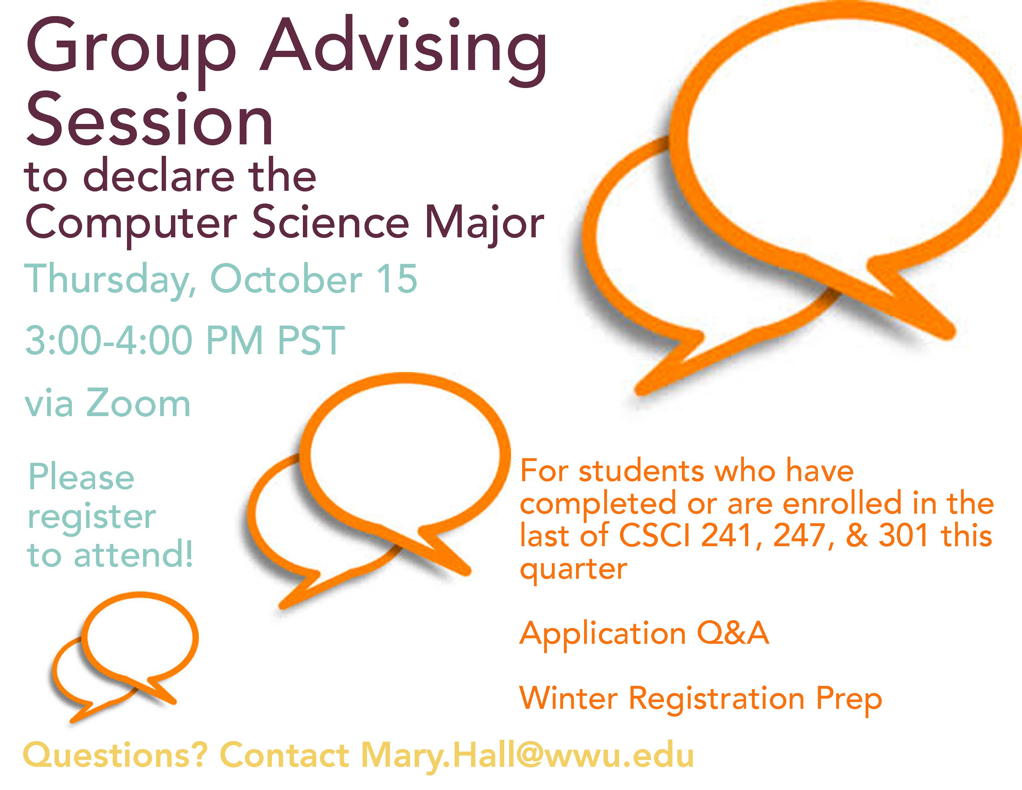 Poster for Group Advising Session to Declare the CS Major