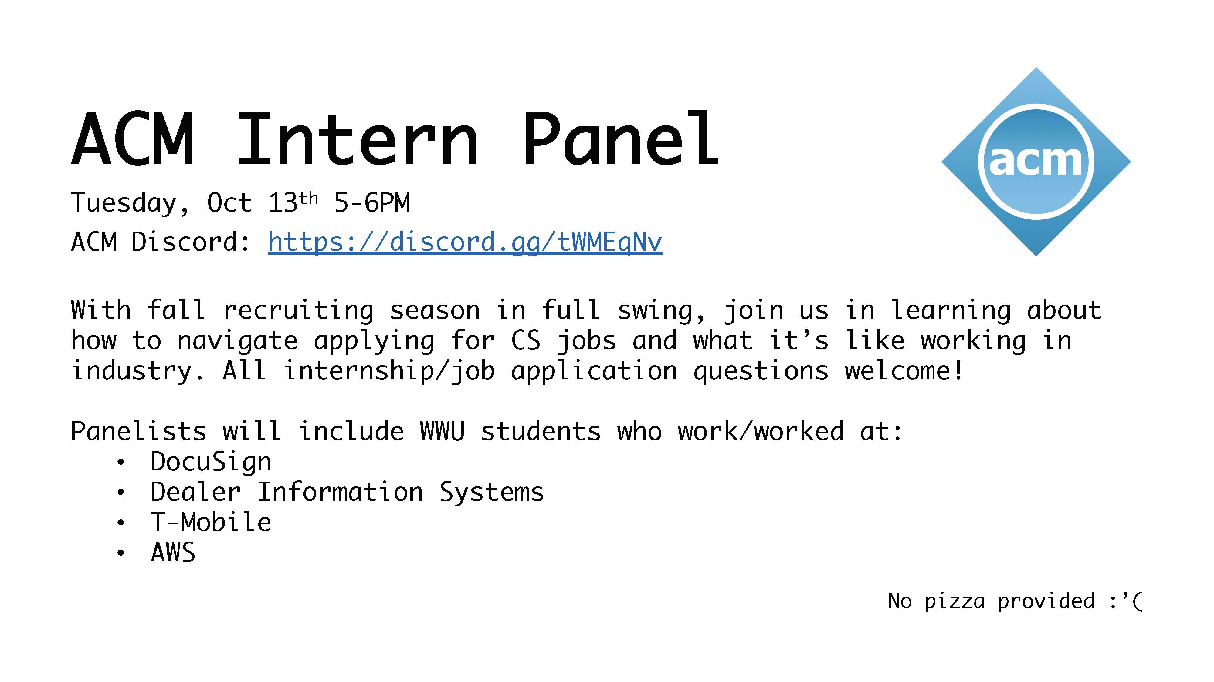 Poster for ACM Intern Panel