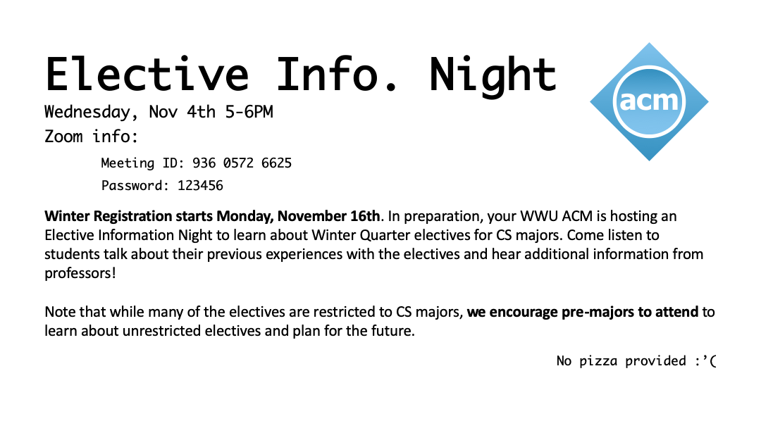 ACM Elective Information Night Poster